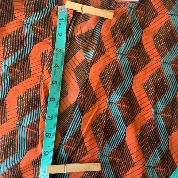 Halogen Slip Dress | XS V Neck Burnt Orange Turquoise Diamond design | - Picture 10 of 11